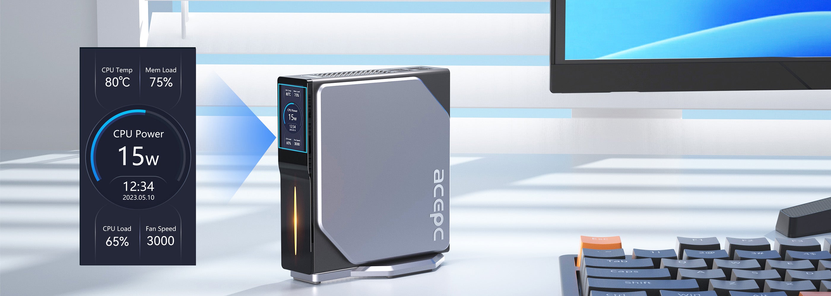 Mini PC intel N200 with 1.9 inches screen