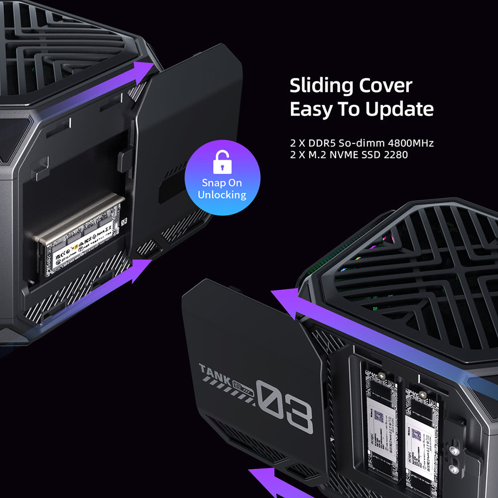 Easy replacement of memory sticks and ssd